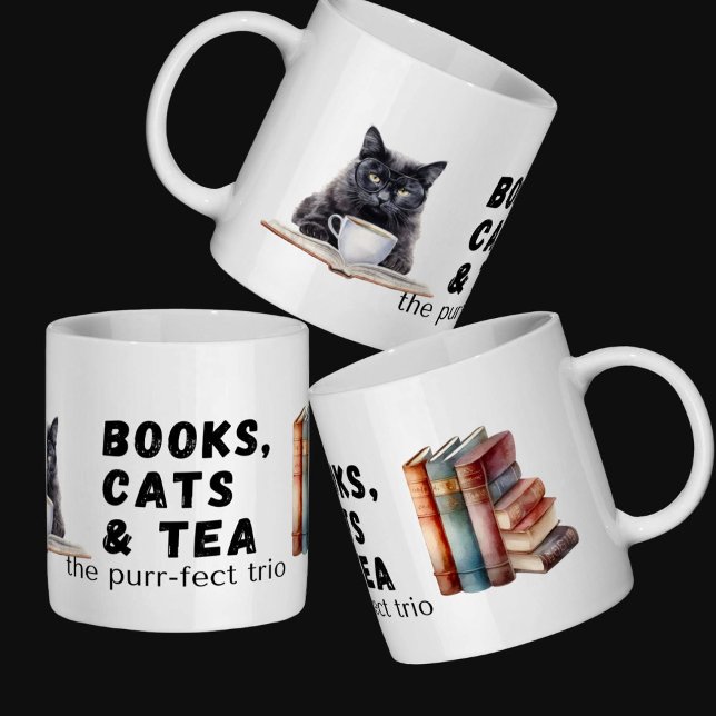 Taza De Café Amantes de libros de regalos, dueños de gatos, beb (Subido por el creador)