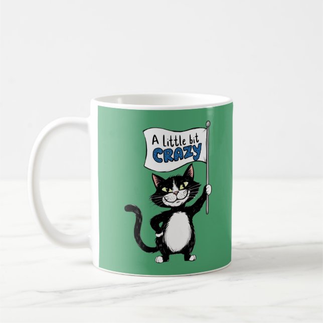 Taza De Café Amantes de los gatos locos, negros y blancos (Izquierda)