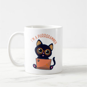 Taza De Café Amantes de los gatos soy un programador con ronron