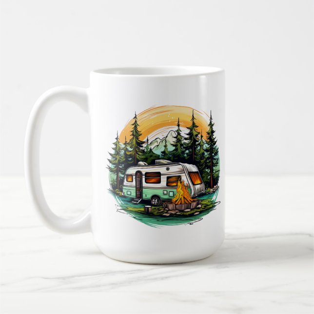 Taza De Café Amantes del camping lindo añaden monograma (Izquierda)