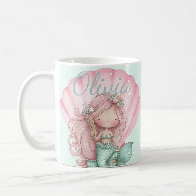 Taza De Café Amantes del caparazón de sirena nombre  (Izquierda)