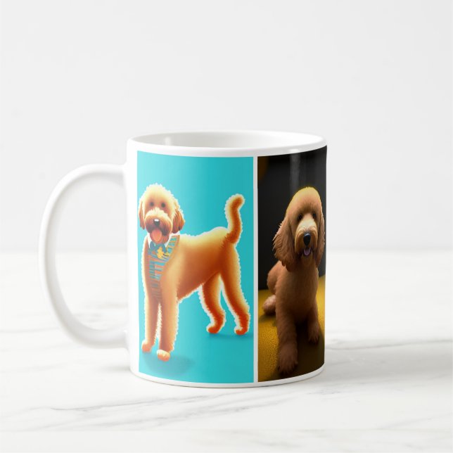Taza De Café Amantes del doodle dorado con 4 adorables dibujos (Izquierda)