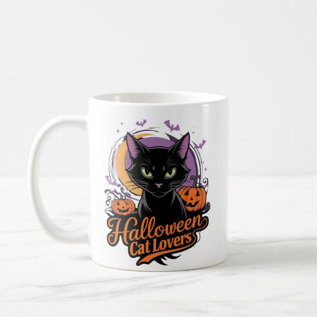 Taza De Café Amantes del gato de Halloween (Izquierda)