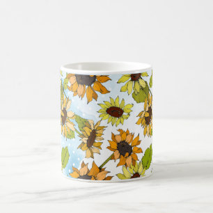 Taza De Café Amantes del girasol d sol, Decoración brillante de