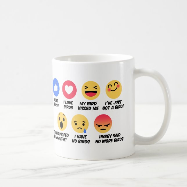 Taza De Café Amantes del pájaro de la reacción de Facebook (Derecha)