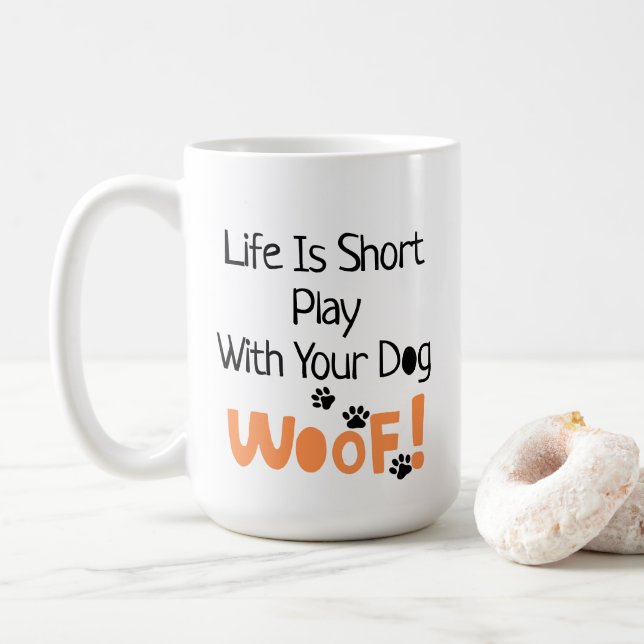 Taza De Café Amantes divertidos del perro tipografía caprichosa (Con donut)