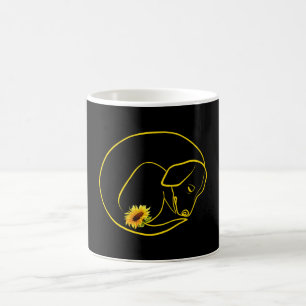 Taza De Café Amantes gráficos de perros de Dachshund Y Sunflowe