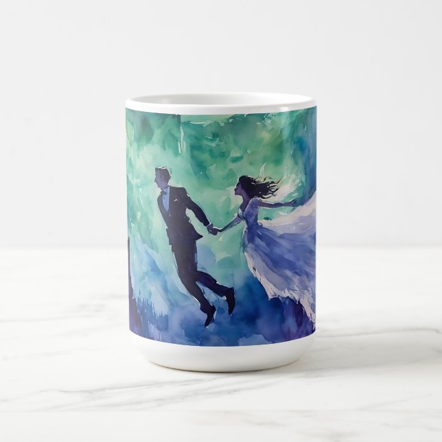Taza De Café Amantes voladores - Pintura de acuarela (Centro)