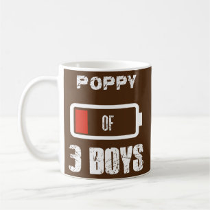 Taza De Café Amapola de 3 Tres Niños Batería Baja Día del Padre