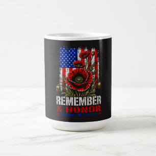 Taza De Café Amapola Patriótica Bandera Americana - Recordar y 
