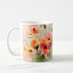 Taza De Café Amapolas de acuarela de otoño