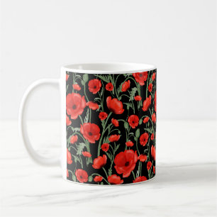 Taza De Café Amapolas Rojas