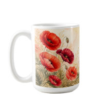 Amapolas rojas elegantes acuarela floral