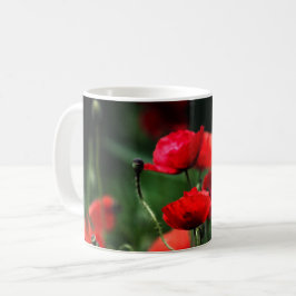 Taza de café - Amapolas rojas en foto de naturalez