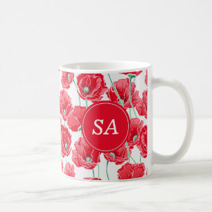 Taza De Café Amapolas rojas útiles escolares para dormitorio