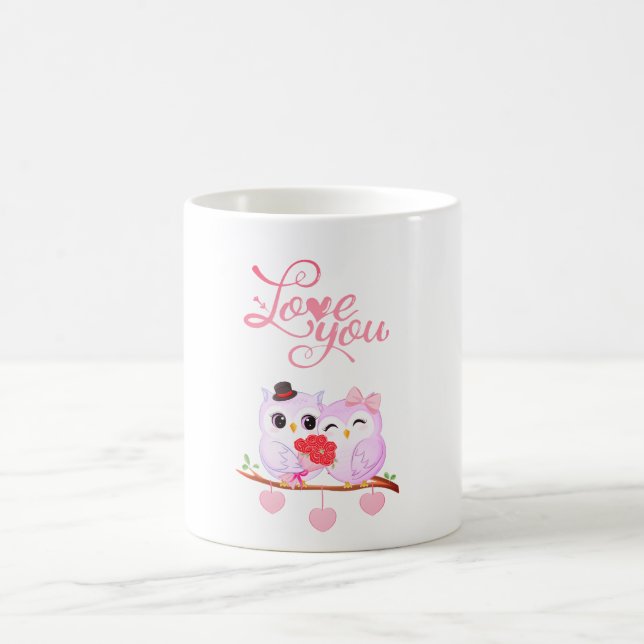 Taza De Café Amar a las lechuzas guapas Pareja San Valentín Rom (Centro)