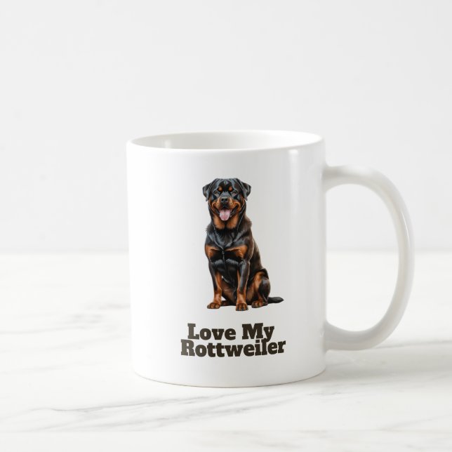 Taza De Café "Amar a mi Rottweiler (Derecha)