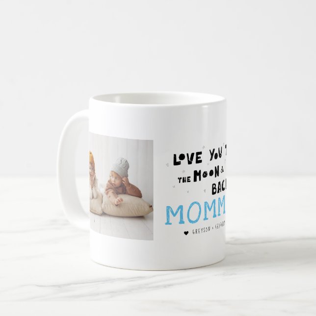 Taza De Café Amar a tu mamá | Mano Escribió Dos Collages de fot (Anverso izquierdo)