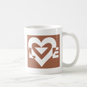 Taza De Café Amar el blanco en Brown