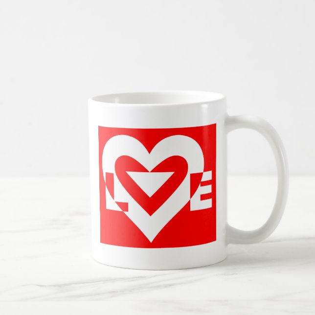 Taza De Café Amar el blanco en rojo (Derecha)