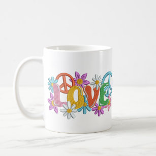 Taza De Café Amar el poder de las flores de la paz hippie