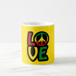 Taza De Café Amar la música reggae símbolo de paz reggae