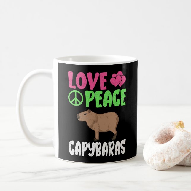 Taza De Café Amar la paz Capybaras Cute animales Capybara Lover (Con donut)