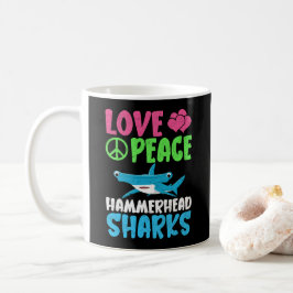 Taza De Café Amar la paz martillo Tiburones Cute Sea Animals Fa