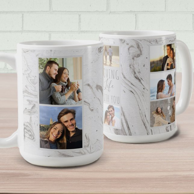 Taza De Café Amar la vida contigo - 7 Collages de fotos De Márm (Subido por el creador)