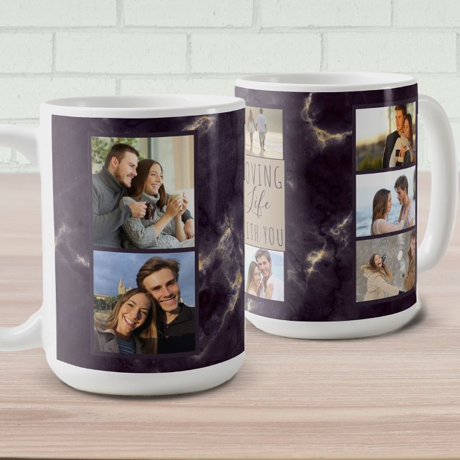 Taza De Café Amar la vida contigo - 7 Collages de fotos Mármol  (Subido por el creador)
