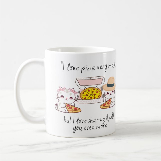 TAZA DE CAFÉ AMAR MUCHO A PIZZA, GATOS (Izquierda)