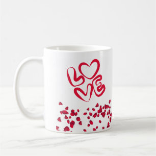 Taza De Café AMAR pétalos de color rojo