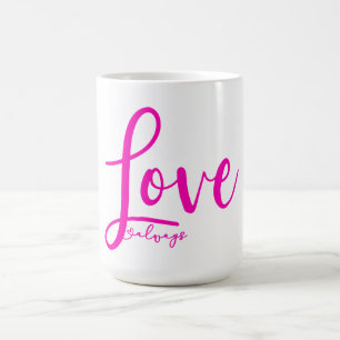 Taza De Café Amar siempre la tipografía rosa brillante Corazón 