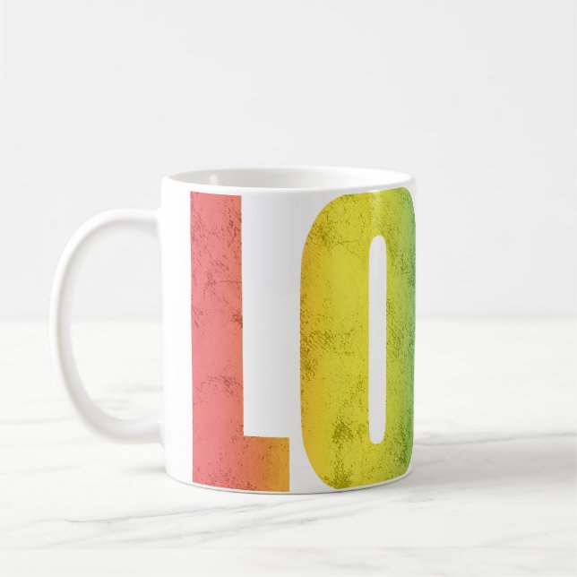 Taza De Café AMAR texto arcoiris (Izquierda)