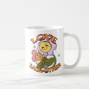 Taza De Café Amar unos a otros   Diseño floral caprichoso