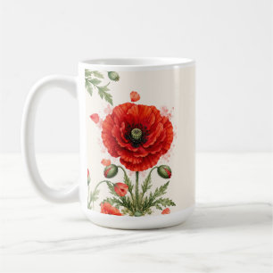 Taza De Café Amaranto floral monograma acuarela en rojo Flor si