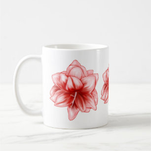 Taza De Café Amarilis rosa y blanco ilustrados
