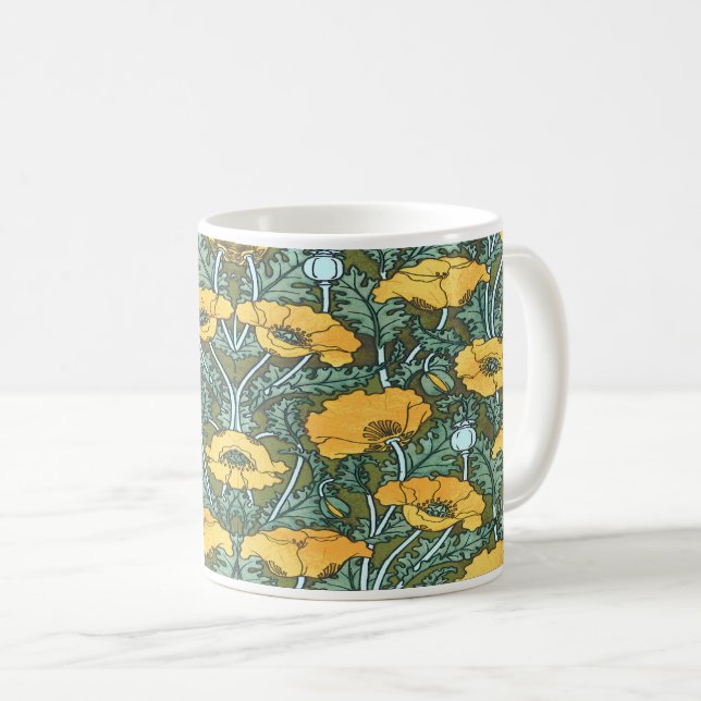 Taza De Café Amarilla Art Nouveau (Anverso derecho)