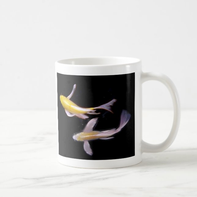 Taza de café amarilla de los pares de Koi (Derecha)