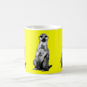 Taza de café amarilla de Meerkat