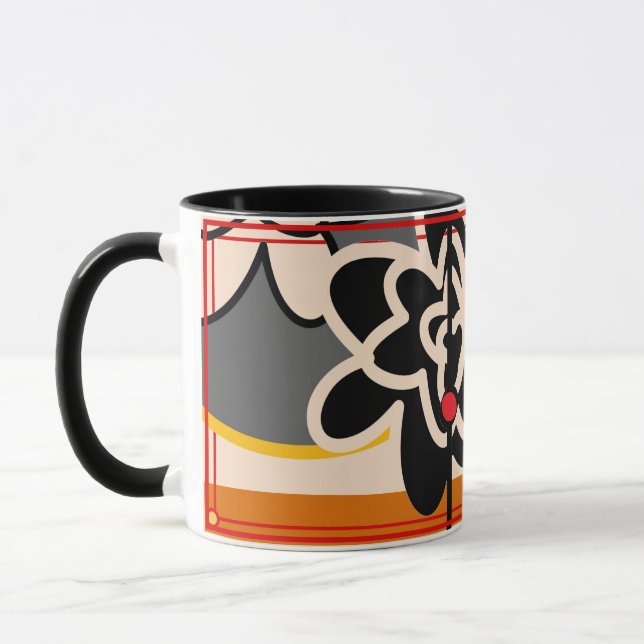 taza de café amarilla roja grande de la flor (Izquierda)