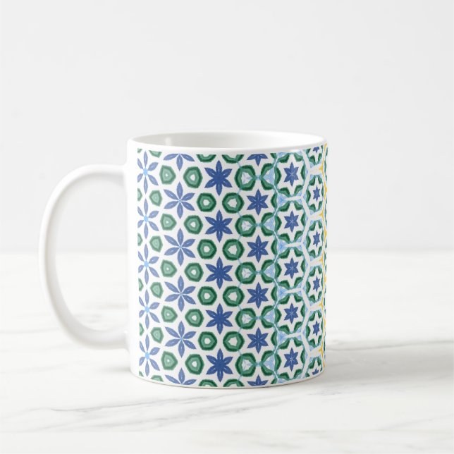 Taza De Café Amarillo azul alegre (Izquierda)
