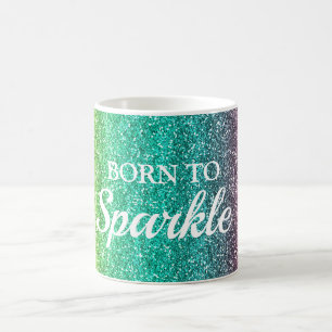 Taza De Café Amarillo, Azul y Rosa Brillo Nacido para Brillar