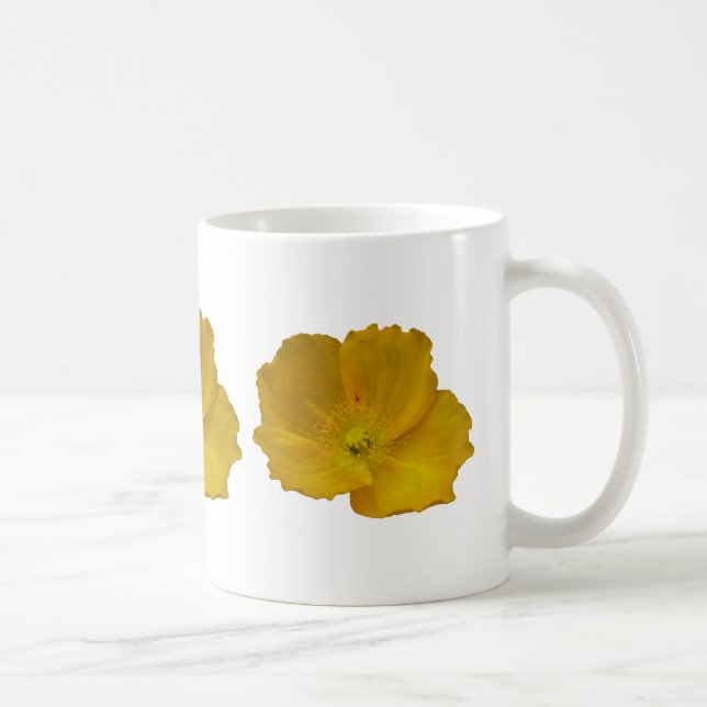 Taza De Café Amarillo de la amapola Alaskan Flor silvestre Flor (Derecha)