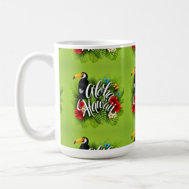 Taza De Café Amarillo de las flores de Aloha Hawaii (Izquierda)