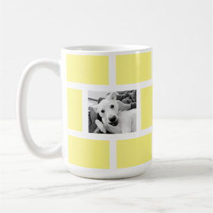 Taza De Café Amarillo Dos Fotografías Moderno Diseño Cuadrado P