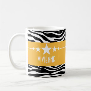 Taza De Café Amarillo Estrella Amarilla Zebra Mug