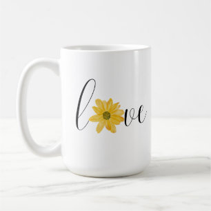 Taza De Café Amarillo Flor Amarilla Groovy Hippie Letra 