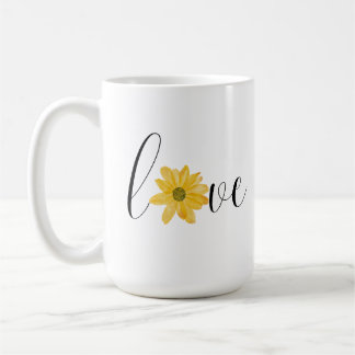 Taza De Café Amarillo Flor Amarilla Groovy Hippie Letra 