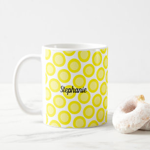 Taza De Café Amarillo Limón Blanco Nombre Personalizado Regalo 